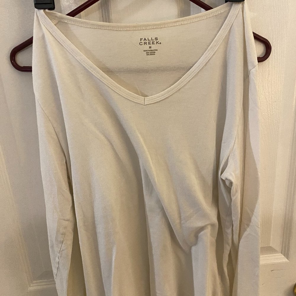 falls creek long sleeve deep t womens white